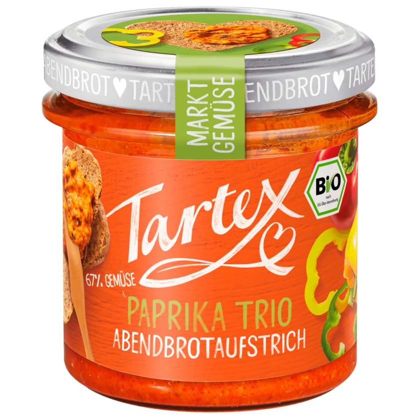 Tartex Bio Brotaufstrich Markt-Gemüse Paprika Trio 135g